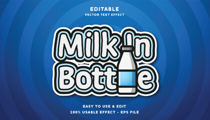 Poster - milk in bottle editable text effect with modern and simple style
