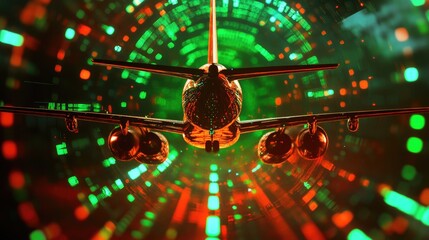 Fototapete - Aircraft holding pattern illustrated on radar screen during peak air traffic period