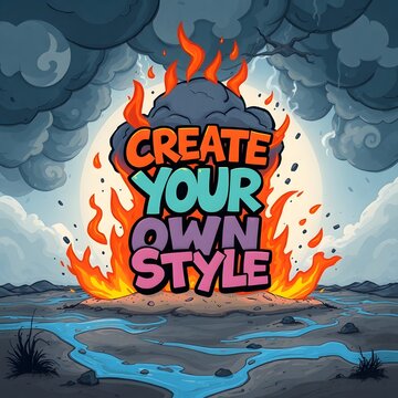  T-Shirt concept art illustration design. A captivating and vibrant graffiti-style illustration proclaims 