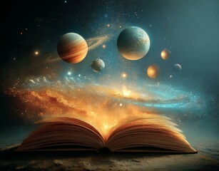 Wall Mural - cosmic book of worlds and universes