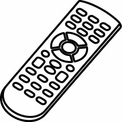 Poster - Close up View of a Black and White Vector Logo Silhouette of a Remote Control for Television or Entertainment Unit Generative AI