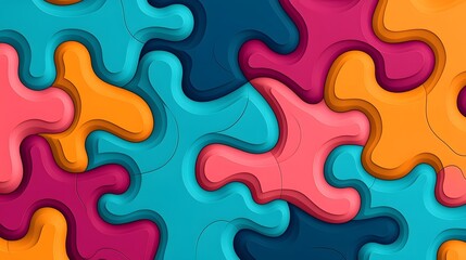 Poster - Vibrant abstract color pattern with overlapping shapes