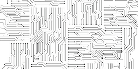 Poster - Seamless background vector of electronic circuit technology on white background. 