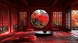 © dany - Autumnal Red Japanese Room with Garden View