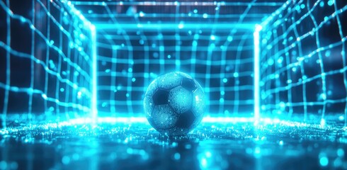 Aufkleber - glowing blue sphere in a digital grid setting