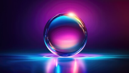 Aufkleber - Glowing Iridescent Sphere with Neon Lights