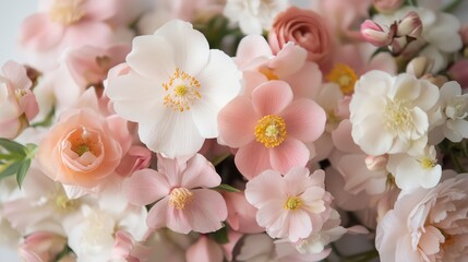 Poster - beautiful arrangement of pink and white spring flowers in a close-up display showcasing delicate pet