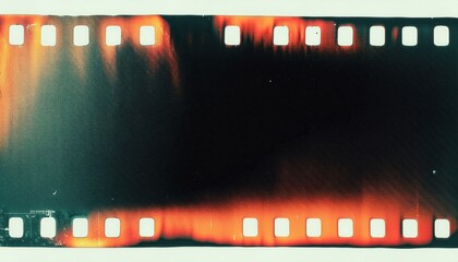 Wall Mural - vintage film strip with orange edges and faded texture, perfect for retro designs, photo overlays, v