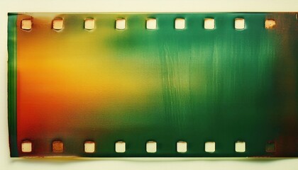 Poster - vintage green and orange film strip with perforated edges, perfect for retro designs, photo overlays, print media, and creative vintage style branding

