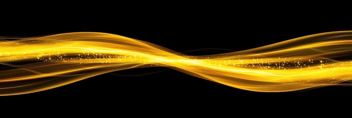 Aufkleber - Golden Glittering Waves on Black Background