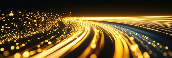 Aufkleber - Golden Light Trails Abstract Dynamic Background
