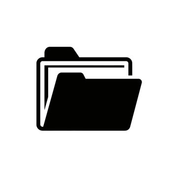 A simple black open folder icon against a clean white background