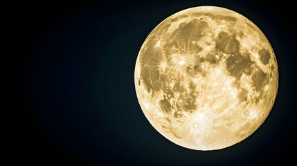 Wall Mural - Full Golden Moon In Dark Night Sky