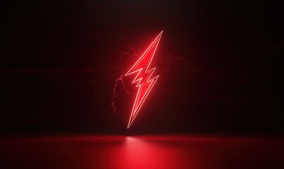 Poster - Red lightning bolt symbol glowing against dark background with dramatic lighting effects