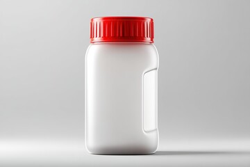 Poster - White container with red lid sits against a neutral background showcasing its clean design and simplicity