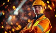 © Vergiliy - Construction worker in safety gear with glowing bokeh background and confident expression
