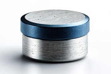 Poster - Stylish metallic container with a sleek design on a minimalist surface in bright lighting