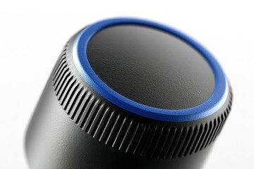 Poster - Close-up view of a black knob with blue accents showcasing intricate design and texture