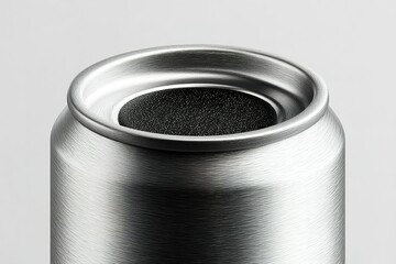 Poster - Detail of a metal beverage can showcasing the smooth rim and textured top surface indicating design and refreshing drink preparation