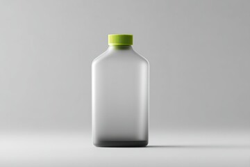 Poster - Clear plastic bottle with vibrant green lid on a neutral background, emphasizing minimalist design and eco-friendly materials