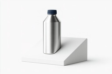 Poster - Sleek silver bottle on minimalist display showcasing modern design elements
