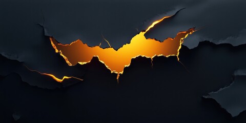 Poster - Cracked wall revealing glowing bat symbol in dark background