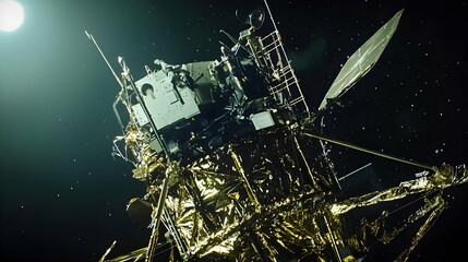 Wall Mural - Detailed Spacecraft Model With Digital Design Elements