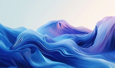 Poster - abstract blue and purple wave patterns creating a serene digital landscape