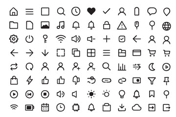 Poster - Minimalist Icon Set: A comprehensive collection of minimalist icons, meticulously designed in a vector-based style, suitable for a wide array of design and digital applications. The icons are clean.