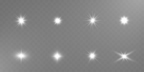 Aufkleber - Shining white stars with light flares and sparkling effects on dark background, luxurious and radiant.	
