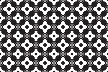 Poster - Angular edgy pattern distorted diamonds w spiky junctions create a bold abstract black  white design