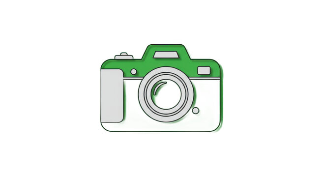 Digital Green Camera Icon Isolated on Black Background Transparent Image