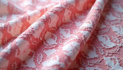 Geometric pattern lace fabric swatch, close-up detail, design, macro