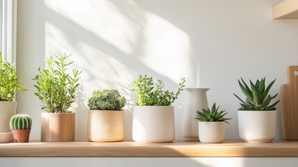 Poster - indoor plants enhance natural light in a cozy kitchen environment during the afternoon sun
