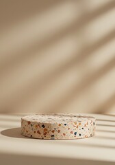 Poster - Terrazzo Display Stand Round Stage with Shadow Pattern