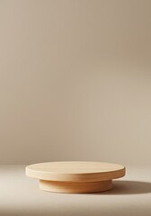 Poster - Wooden Round Display Stand against Plain Background