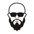 © darwis - Bald Man Face  beard and mustache with Black glasses face icon vector illustration template design