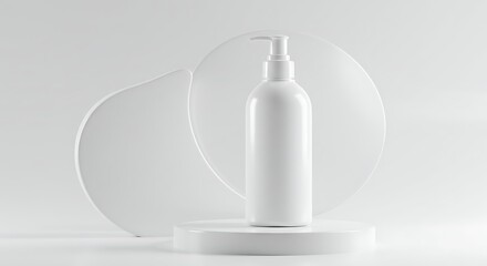 Poster - White Dispenser Bottle on Pedestal Mockup Display