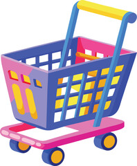 Poster - A vector illustration depicts a shopping cart icon, isolated against a clean white backdrop, symbolizing online purchase and e-commerce