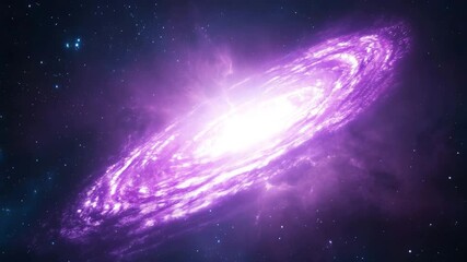 Poster - Stunning purple galaxy with twinkling stars and a mesmerizing spiral galaxy in the vastness of outer space captured in vibrant colors and detail