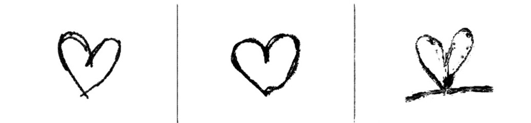 Poster - Illustration of heart icons showcasing different styles and designs in a minimalist approach