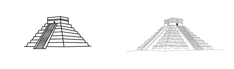 Poster - Vector illustration of ancient pyramid structures representing historic architecture and cultural significance