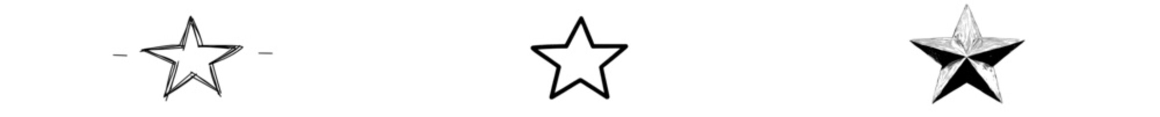 Poster - A hand drawn doodle star is depicted in continuous line art style, featuring a single line modern illustration with an editable stroke