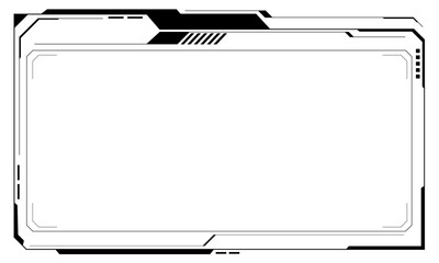 Poster - HUD frames black user interface elements design modern technology futuristic control panel screen digital hologram window gaming menu touching cyber monitor set white background vector