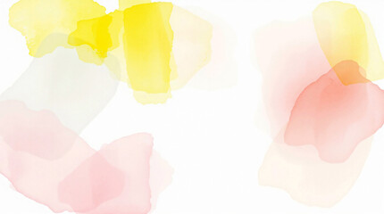 Poster - Abstract color wash background. Simple shapes in yellow and pink. Gentle fluid motion. Design element on white. Visual texture. Soft color palette. Light and airy feel.