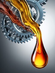 Aufkleber - Oil Droplet Transforming Into Industrial Gear Illustrates the Fusion of Energy and Machinery in Modern Technology