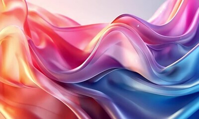 Poster - Colors blend gracefully in vibrant fabric at sunset creating a mesmerizing display of light and texture