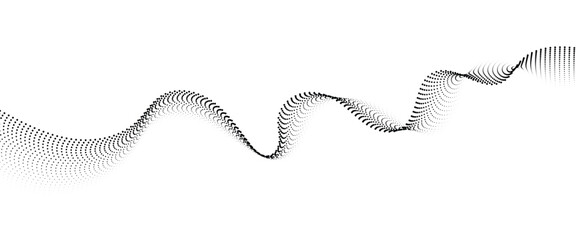 Fototapete - Flowing Dot Wave halftone gradient pattern on transparent background	