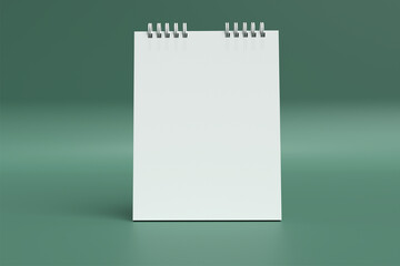 Poster - Blank realistic notepad or binder book for mockup on light dark green background. High resolution