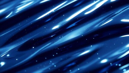 Poster - Blue metallic foil background with shimmering water droplets creating a stunning visual for abstract or artistic designs and textures